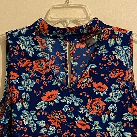 Rock & Roll Cowgirl Sleeveless Floral Overall Lace Trim Keyhole Back Size L - Picture 2 of 9